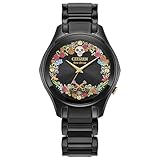 Citizen Women's Eco-Driv Disney Coco Sugar Skull, 3 Hand Black Stainless Steel Bracelet Watch (EM1175-51W)