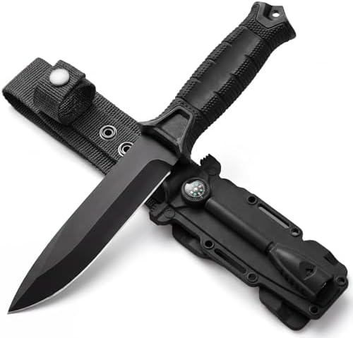 Fixed Blade Tactical Survival Knife, Full Tang 9Cr13MoV with Shea...