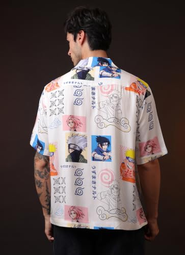 Image of Free Authority Official Naruto Graphic Printed Men White Shirt for Young Men