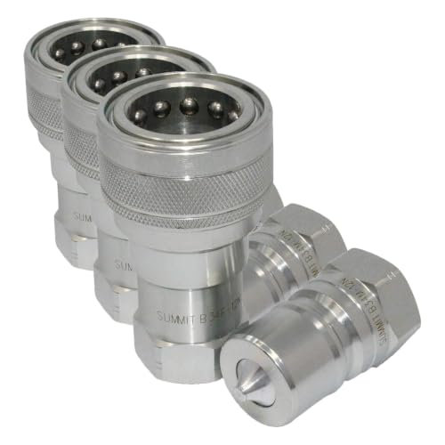Image of Summit Hydraulics 3 /4 inch NPT ISO 7241-B Quick Disconnect Hydraulic Coupling /Coupler Set (Pack of 3)