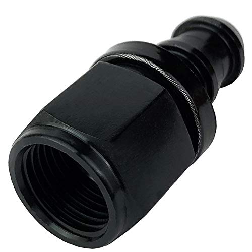 Conector AN12 hembra giratorio recto en aluminio negro para manguera de combustible 3