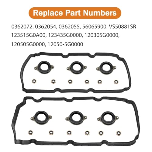 Image of Valve Cover Gasket with Spark Plug Tube Seals Fit for Honda Acura Vehicle Accord Crosstour Odyssey Passport Pilot Ridgeline MDX RDX RLX TLX 2013-2021 3.0L 3.5L V6 J35Y5 J35Y6 Replace 0362072 0362054