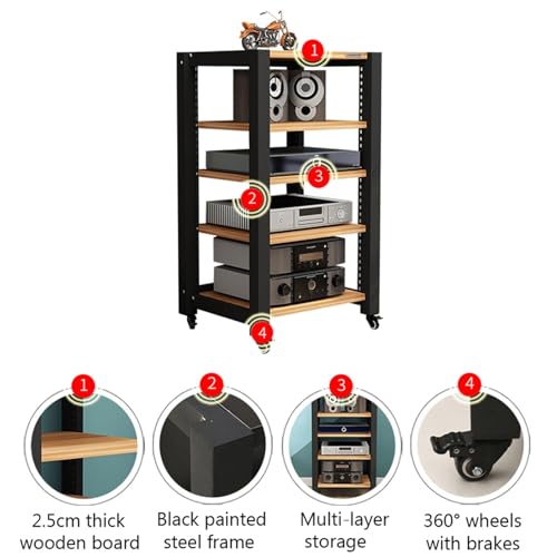 Estante de audio de madera elegante para componentes de sonido 4