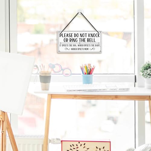 Image of Putuo Decor Do Not Ring Doorbell Sign Sleeping for Front Door PVC Shhh is Sleeping Do Not Knock or Ring Doorbell Door Knob Hanger Sign for Home Room Nursery Kindergarten Decor
