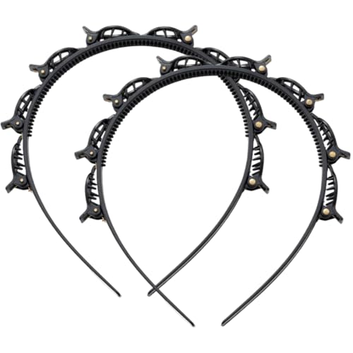 QEDBOJE 2 unidades Diadema con Pinzas, Diademas Mujer, Diademas con Clips de Plástico, Diadema con Horquilla, Horquilla de peluquería, Cintas de Pelo para Fitness para Mujer, Diademas Unisex