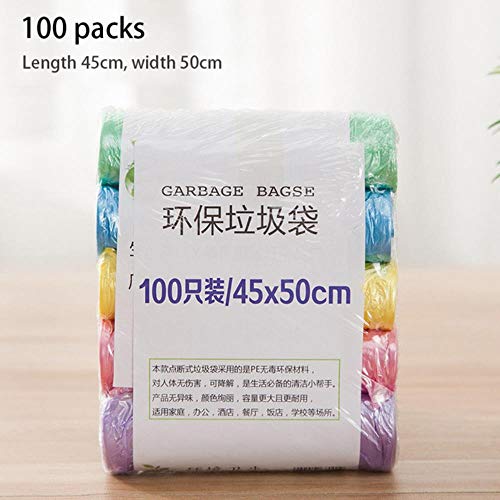 TINGS 100 Pcs Garbage Bags Storage Waste Trash Bags Portable for Home Kitchen Office,multicolour