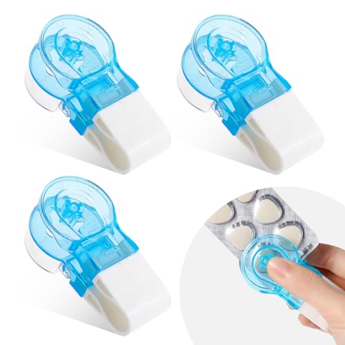 Gjinxi Portable Pill Taker, 3PCS Pill Popper for Blister Packs for The Elderly and Weak Hands, No Contact Easy to Take Out Pills Popper Tool with Pills Organizer Box