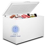 14.5 Cu Ft Deep Freezer - Large Chest Freezer with Removable Basket and 7 Level Adjustable Thermostat - Commercial Freezer Energy Saving Quiet for Restaurants, Supermarkets, and Garages