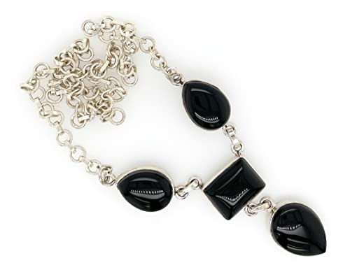Natural Black Onyx 925 Sterling Silver Necklace