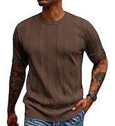 PJ PAUL JONES Men's T-Shirts Casual Knit Short Sleeve Crewneck Hollow Out Solid Knitted Pullover ...