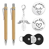 Nhgkju Inspirierende Tasche Umarmung Token Geschenk, Fernbeziehung Andenken Edelstahl doppelseitig, für Familie Freunde Tochter Sohn, mit 2 Bambus Stiften (A)