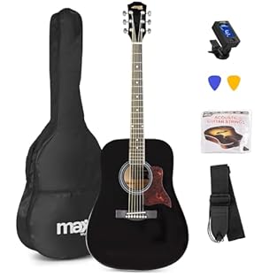 Complete Starter Kit for Beginners - The Max SoloJam Beginner Acoustic Guitar Kit includes everything you need to get started, making it the perfect first guitar for adults and kids alike. Full-Sized Acoustic Guitar with Premium Design - Featuring a ...