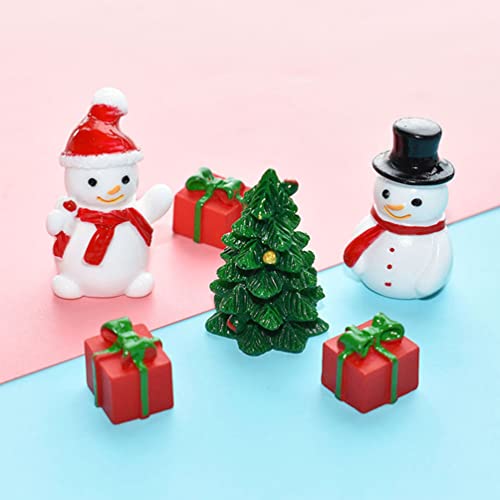 Toddmomy 10Pcs Christmas Micro Landscape Ornament,Christmas Mini Resin Snowman Figurines With Top Hat For Xmas Home Party Cake Toppers Decor,Red #TOP2
