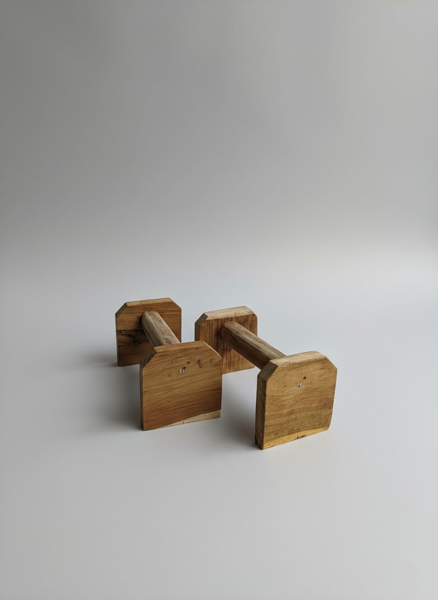 Wooden Pushup Bars, Exercise Fitness Equipment, Natural Wood Construction, Parallel Floor Stands for Home Workouts, Strength Training Support Handles-image-3