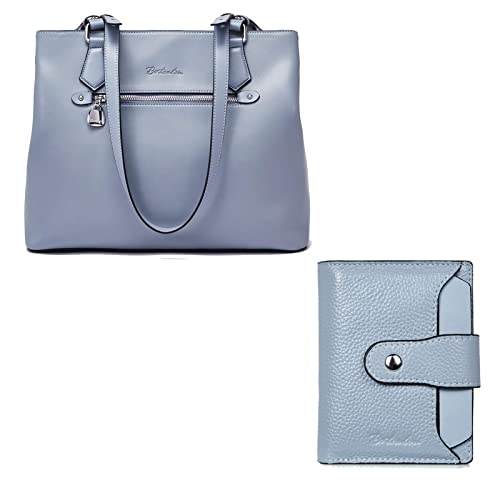 BOSTANTEN Women Handbag Genuine Leather Shoulder Bag Soft Designer Top Handle Purses and Women Leather Wallet RFID Blocking Small Bifold Zipper Pocket Wallet