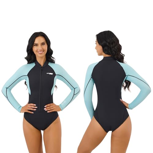 MWTA Wetsuit Women Shorty 2.0mm Neoprene Front Zipper for UV Protection Surfing Diving Snorkeling Kayaking Aqua Size 2