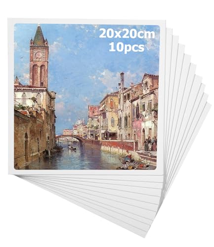 Leinwand zum Bemalen Set 20x20cm (10 Stück) Leinwand Set Weiße Kleine Leinwände Geeignet für Liebhaber der Malerei