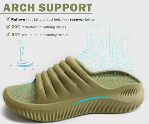 Image of KuaiLu Womens Recovery Sandals With Comfortable Plantar Fasciitis Support,Ladies Orthotic Open Toe Sport Slides Thick Cushion Reduces Stress on Feet,Joints & Back Post-Exercise