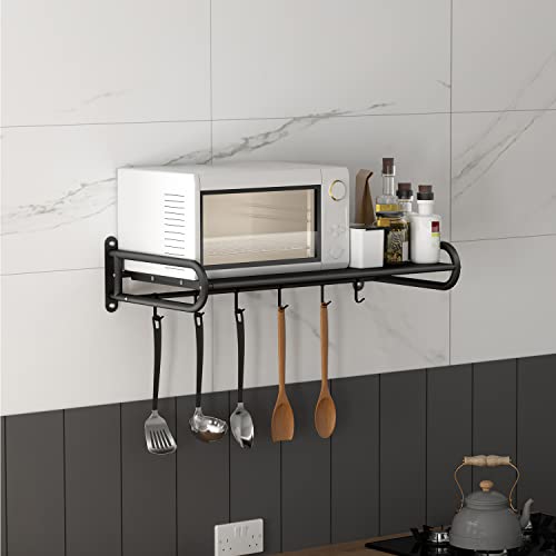 Lanliebao 32 Inch Stainless Steel Wall Shelf Metal Shelving Heavy Duty Commercial Or Household Grade Wall Mount Microwave Oven Shelf With Fixing Kit(Width 32 In Black) #TOP1