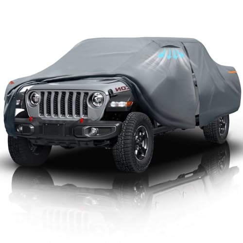 Jeep Gladiator/Gladiato 4 Door Truck Cover Custom Fit 1999-2026 Crew Cab Short Bed(5) with Door Zipper 10 Layers Outdoor Heavy Pickup Truck Cover Waterproof All Weather Wind Dust Sun Protector.