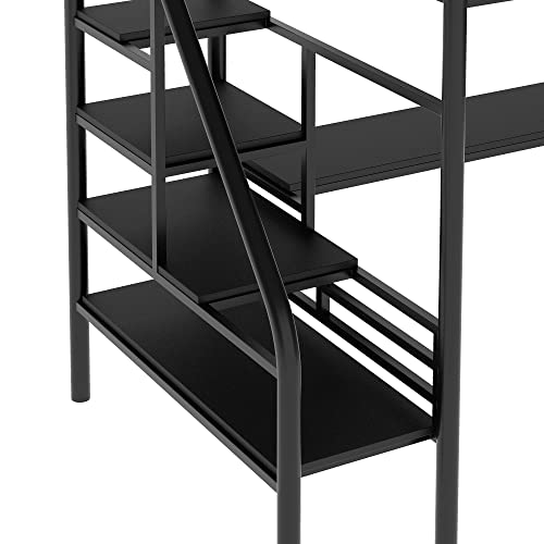 Softsea Twin Metal Loft Bed With Desk And Stairs For Juniors Heavy Duty Steel Loft Bed For Small Space, No Box Spring Needed #TOP5