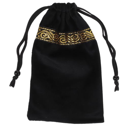 LAPYAPPE Bolsa de Cartas de Tarot Negra de Terciopelo Diseño de Cordón, Organizador Resistente Que Protege las Cartas y Accesorios como Dados y Joyería