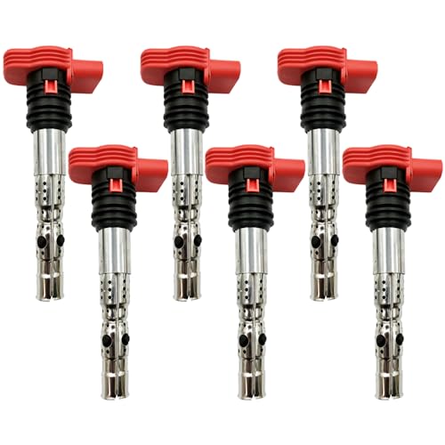 ARKAUTO Red Top Ignition Coil Packs UF483 UF411 06C905115A 06A905115 Set of 6 Compatible With Audi A4 A4 Quattro A6 A6 Quattro Allroad Quattro 3.0 2.7T V6 by ARKAUTO - Used condition - US$49.60