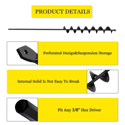 LYFETC Garden Auger Drill Bit for Planting 5x80cm,Bulb Planting Auger,Heavy Duty Garden Extend Spiral Auger Drill Bit for Digging Rapidly,Post Hole Digger for 3/8” Hex Drive Drill Solid Shaft 5 LYFETC Garden Auger Drill Bit for Planting 5x80cm,Bulb Planting Auger,Heavy Duty Garden Extend Spiral Auger Drill Bit for Digging Rapidly,Post Hole Digger for 3/8” Hex Drive Drill Solid Shaft - Image 5