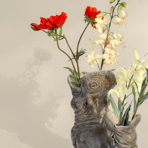 Florero de hipopótamo grande en formato maxi para decorar mesas de comedor 6