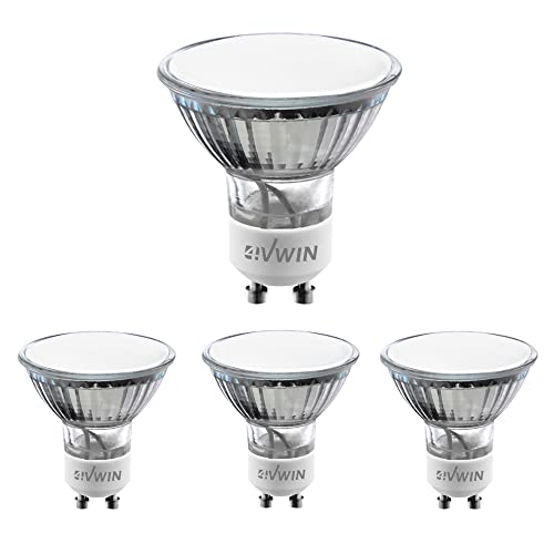 4VWIN Bombilla LED GU10, equivalente a halógeno de 50 W, difusor esmerilado de 5 W, 430 lm, ángulo de haz de 100°, no regulable, paquete de 10 [Clase energética A+] (4, blanco cálido) Cover
