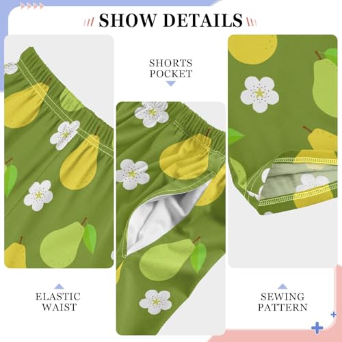 ZZXXB Pear Flowers Boys Long Pants Soft Trousers Elastic Waist Kids Lounge Bottoms with Pockets S-XL4