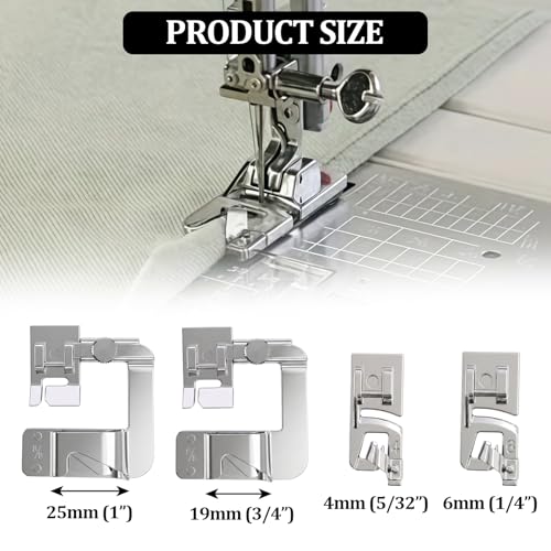 Set de 4 pies para dobladillo enrollado para máquina de coser miniatura 2