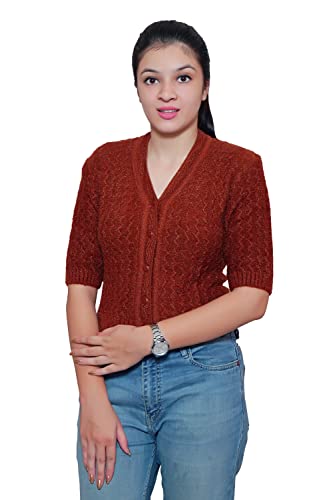 Image of Women's Hosiery Woolen Solid Half Sleeve Sweater Blouse