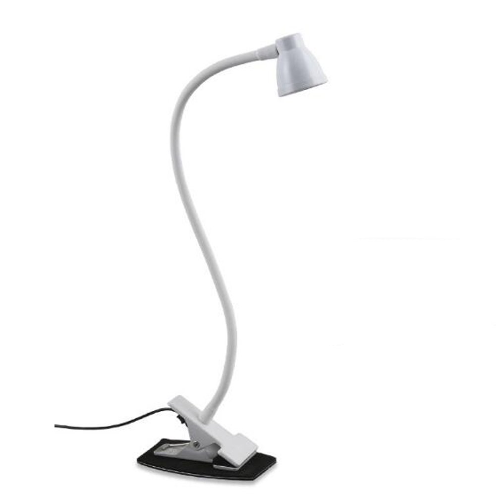 Aolyty Reading Table Lamp Eye-Care 3W LED Flexible Gooseneck with Clamp Hanging Hole Non-Flickering with USB Dimmable 3 Color Temperature (White)