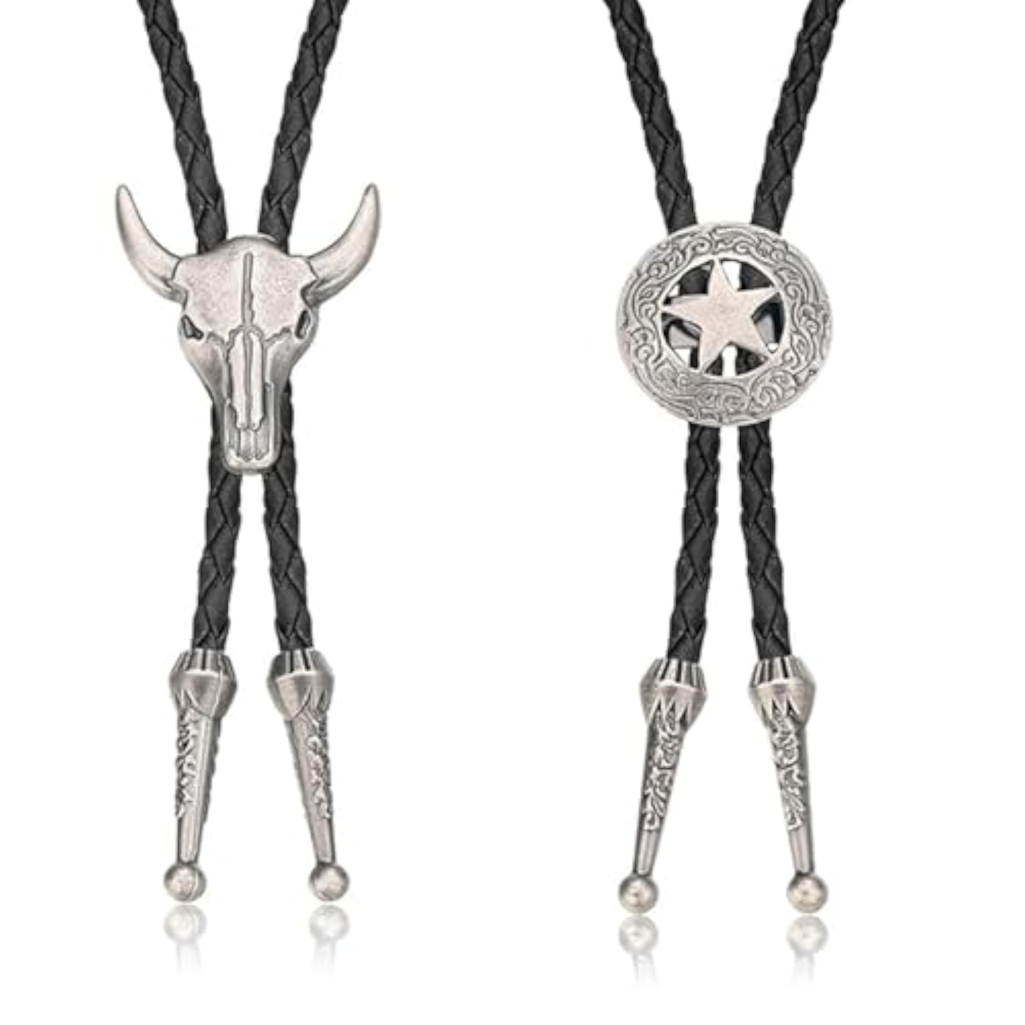 Men's 2pc Bolo Tie Set, Retro Style Necklace