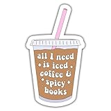 3PCS All I Need is Iced Coffee and Spicy Books Pink Sticker Funny Gift for Him,Husband,Boyfriend,Dad, Emerican Hard Hat Stickers Helmet Funny Sticker, Co-Workers Sticker 3in