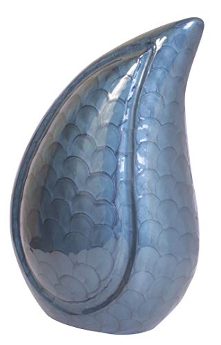 UrnsWithLove Urna de cremación para Cenizas, lágrima de Aluminio, urna Conmemorativa para Adultos (Azul) Cover