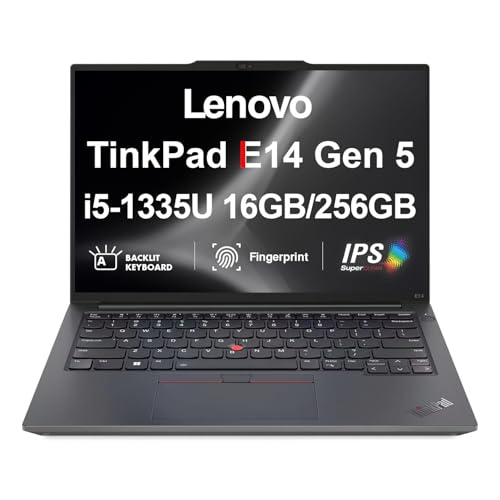 Lenovo ThinkPad E14 Gen 5 Business Laptop 14" FHD+ (13th Gen Intel i5-1335U, 16GB DDR4, 256GB PCIe SSD, Intel Iris Xe, Backlit, Fingerprint, Thunderbolt 4, 5MP Webcam, WiFi 6E, RJ-45, Win 11 Pro)