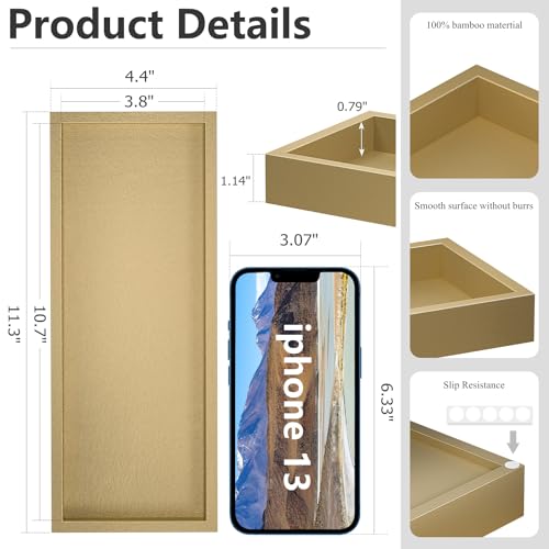 Image of ZHWS Gold Bathroom Vanity Tray for Soap Dispenser, Perfume, Jewelry, Candle, Makeup, Decor, Toilet Tank Tray, Kitchen Tray for Spice, Salt, Coffee 11.3 inchL x 4.4 inchW x 1.14 inchH