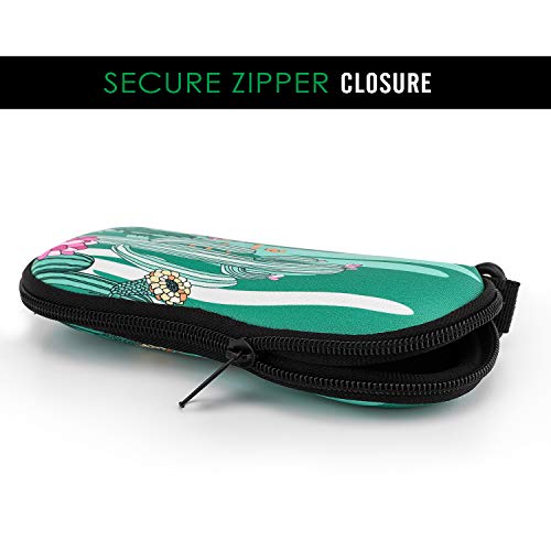 Moko Sunglasses Soft Case Ultra Light Neoprene Zipper Eyeglass Case With Clip, Cactus #TOP4