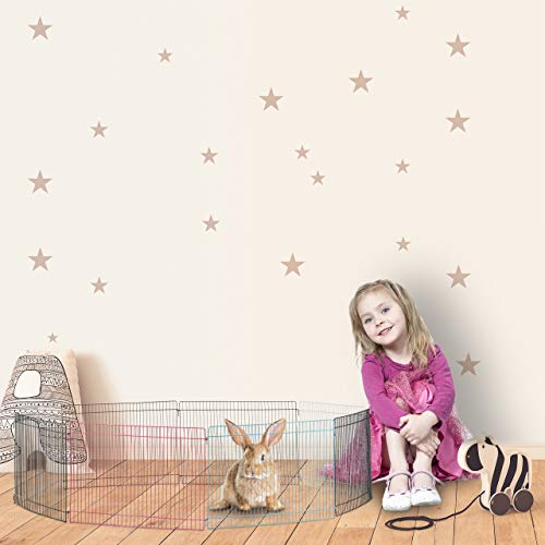 Relaxdays Freilaufgehege Kleintiere, 8 Elemente, engmaschig, Freilauf für Meerschweinchen und Co., 24cm hoch, Mehrfarbig