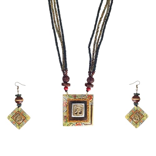 Image of AAKRITI ART CREATIONS Handcrafted Women's Jewelry Set - Ethnic Necklace and Earrings, Fashion Accessories for Special Occasions & Celebrations