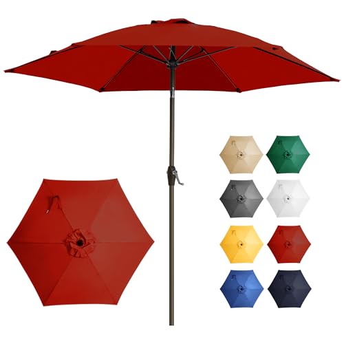 Ayge 7.5FT Large Outdoor Patio Umbrella Market Table Umbrella-UV Resistant, Easy Push Button Tilt and Crank, 6 Sturdy Fiberglass Ribs Heavy-Duty Pool Umbrella for Garden, Yard, Deck, Backyar