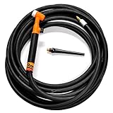 Weldtec Rocker R-17FV-25R 180amp Air Cooled TIG Torch Kit, Flex-Head, Valve, 25' Rubber Single Line
