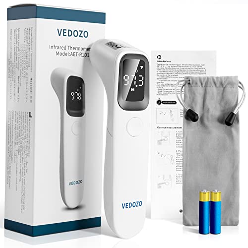 Forehead Thermometer, Vedozo Non-Contact Digital Infrared Thermometer For Kids Adults Fever Check Touchless Baby Thermometer With Led Screen, Accurate Reading, Memory Recall And Fever Alarm #TOP7