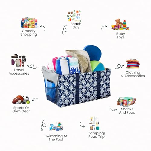 Image of Extra Large Utility Tote Bag - Oversized Collapsible Pool Beach Canvas Basket