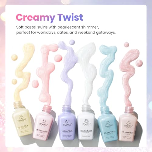Image of Beetles Pearl Gel Polish Set, Pink Yellow Mermaid Gel Polish Creamy Twist
