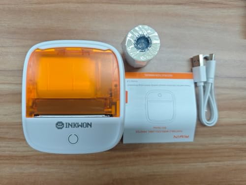 InkWon B21 Bluetooth対応 ラベルプリンター 価格タグ印刷 DIYラベル 業務用ラベルメーカー シール3巻付属 (ホワイトオレンジ)