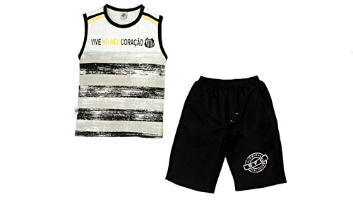 Conjunto regata e shorts Santos, Rêve D'or Sport, Meninos, Branco/Preto, 6