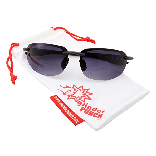 grinderPUNCH Mens Rimless Bifocal Reading Sunglasses Sports Wrap Reader Glasses2
